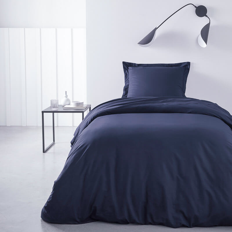 Housse de couette et taie d'oreiller - bleu marine