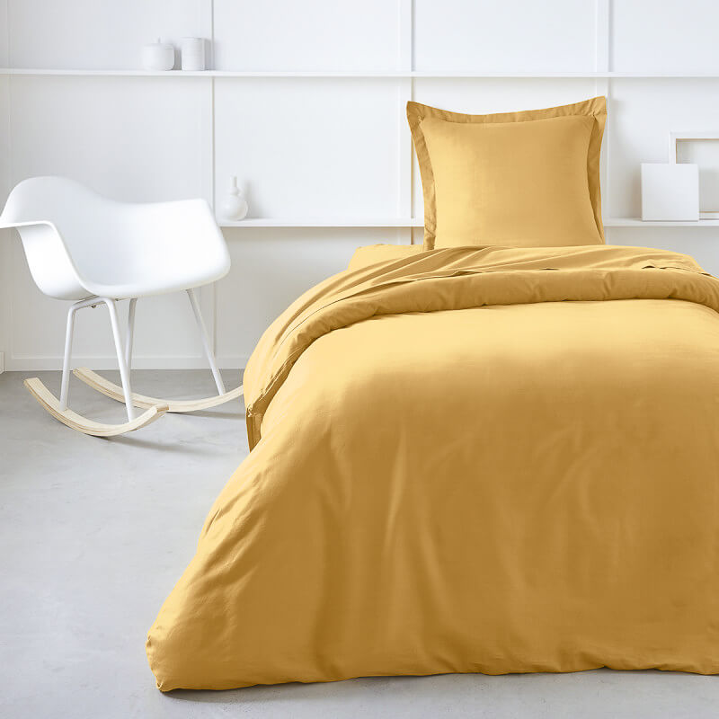 Housse de couette et taie d'oreiller - jaune