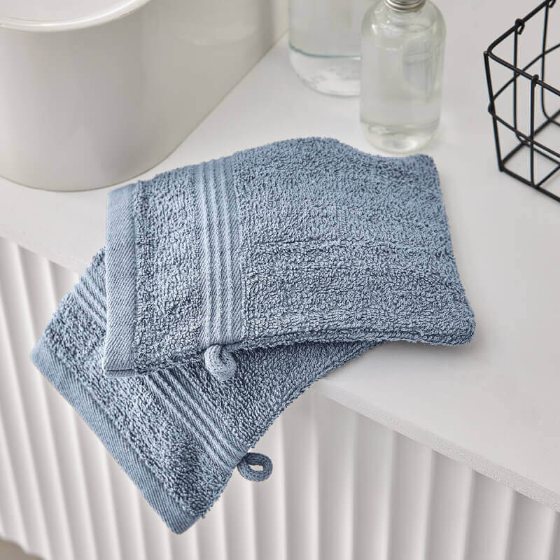 Lot de 2 gants de toilette - bleu gris