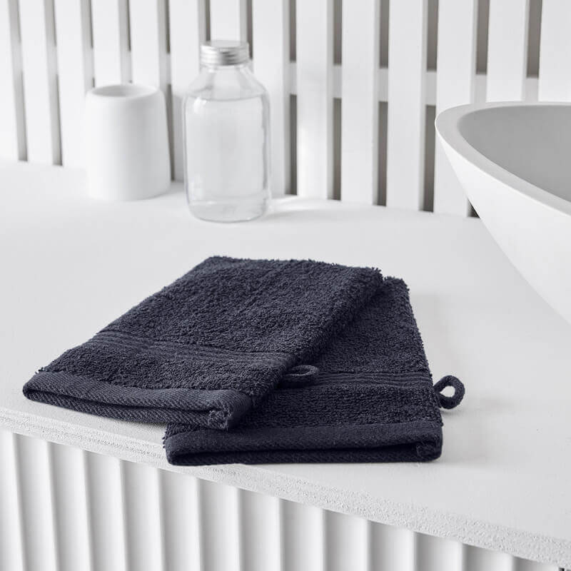 Lot de 2 gants de toilette - bleu marine