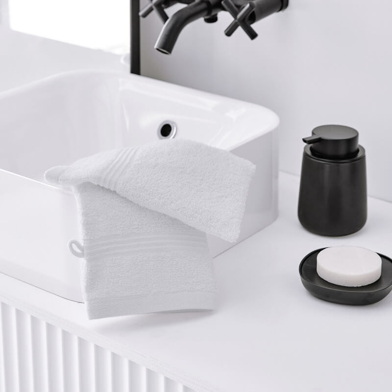 Lot de 2 gants de toilette - blanc