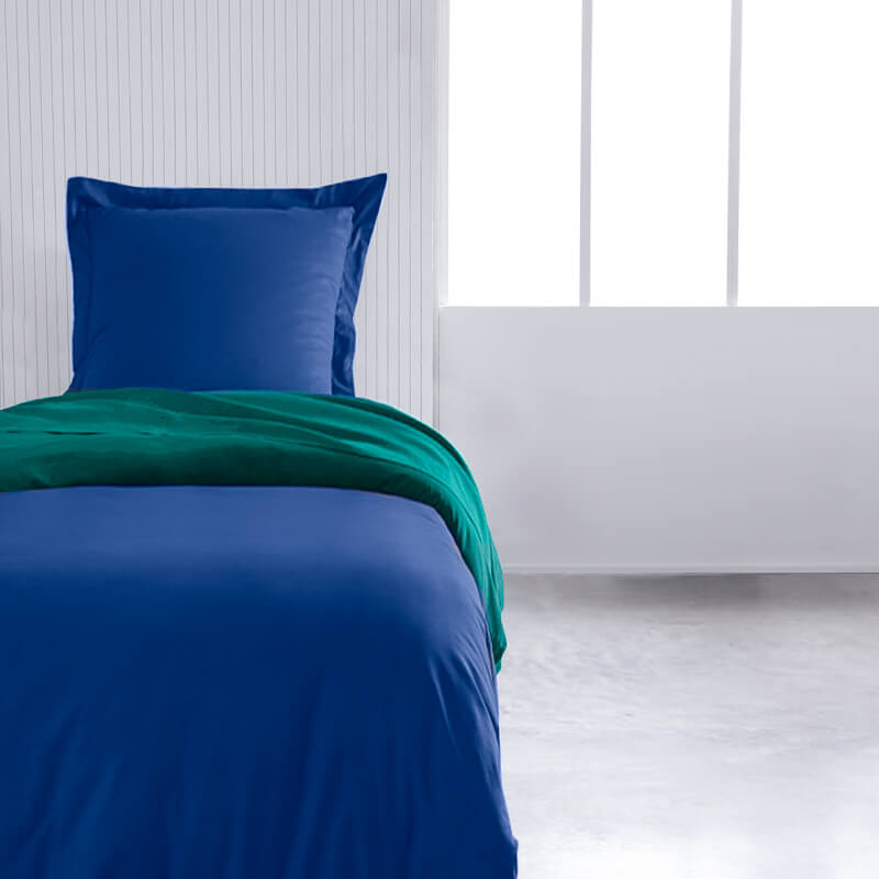 Duvet cover and pillowcase - blue/green reversible
