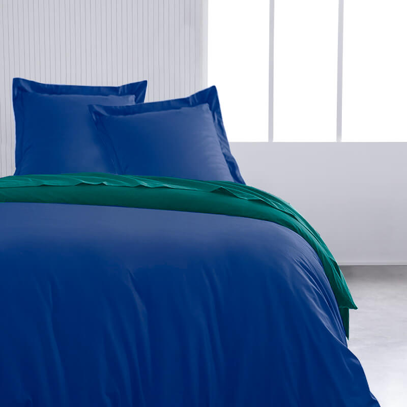 Duvet cover and pillowcase - blue/green reversible